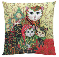 HKM-548755 Artistic Cat Print Pillowcase in Cotton and Linen Blend, 45x45 cm, with Invisible Zipper
