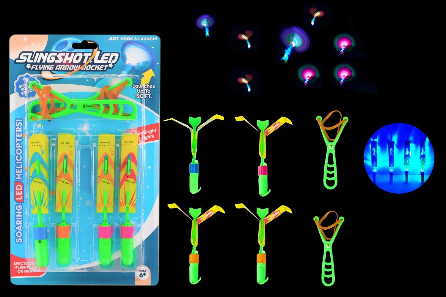 HKM-548755 Custom Foam Flying Toy Set with LED Light Finger Rockets for Outdoor Fun