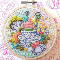 HKM-548947 Complete Ribbon Embroidery Starter Kit with Frame, Scissors, Threader, and Needles