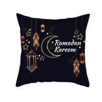 HKM-549011 Peach Skin Pillowcase – Soft Chemical Fiber Cushion Cover in National Style, Ramadan Pattern, 45x45cm