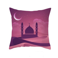 HKM-549011 Peach Skin Pillowcase – Soft Chemical Fiber Cushion Cover in National Style, Ramadan Pattern, 45x45cm