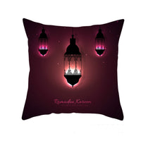 HKM-549011 Peach Skin Pillowcase – Soft Chemical Fiber Cushion Cover in National Style, Ramadan Pattern, 45x45cm