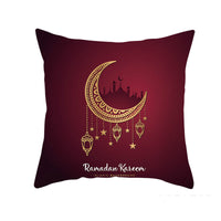 HKM-549011 Peach Skin Pillowcase – Soft Chemical Fiber Cushion Cover in National Style, Ramadan Pattern, 45x45cm