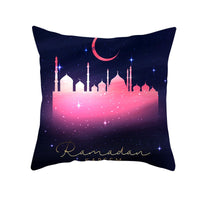 HKM-549011 Peach Skin Pillowcase – Soft Chemical Fiber Cushion Cover in National Style, Ramadan Pattern, 45x45cm