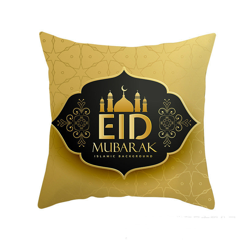 HKM-549011 Peach Skin Pillowcase – Soft Chemical Fiber Cushion Cover in National Style, Ramadan Pattern, 45x45cm