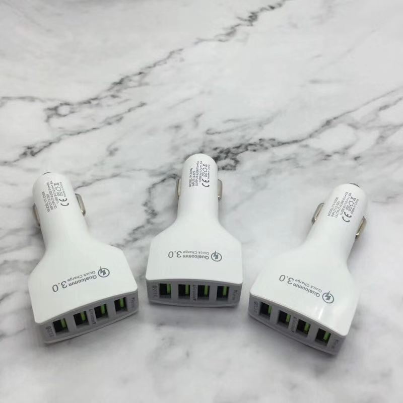 HKM-549139 4-Port QC3.0 Fast Charge USB Car Charger for Mobile Devices - 12V-24V Input