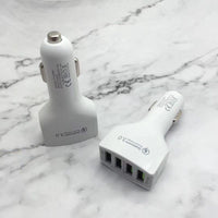 HKM-549139 4-Port QC3.0 Fast Charge USB Car Charger for Mobile Devices - 12V-24V Input