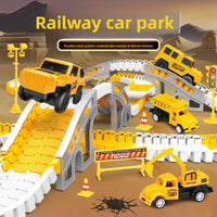HKM-549203 Electric Track Car Set - Flexible DIY Assembly Track for Mini Trains and Cars, Unisex Educational Toy for Ages 5 and Up