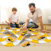 HKM-549203 Electric Track Car Set - Flexible DIY Assembly Track for Mini Trains and Cars, Unisex Educational Toy for Ages 5 and Up