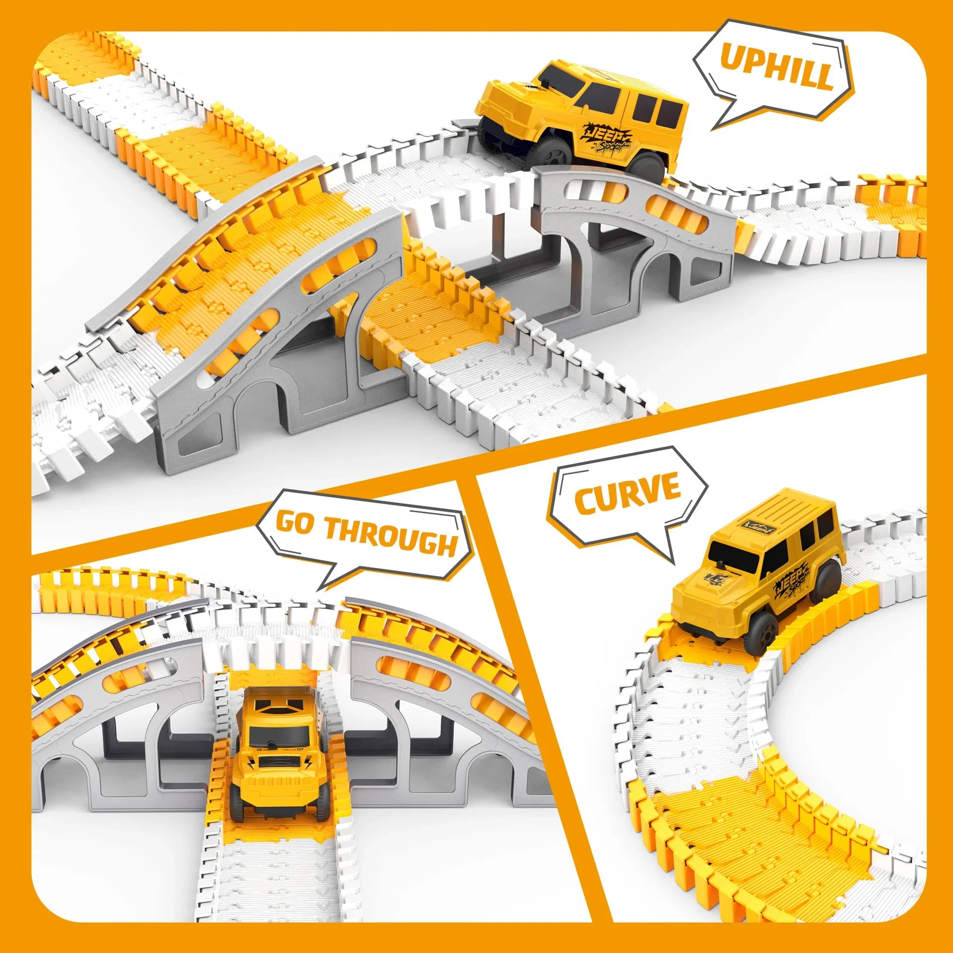 HKM-549203 Electric Track Car Set - Flexible DIY Assembly Track for Mini Trains and Cars, Unisex Educational Toy for Ages 5 and Up
