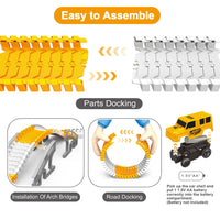 HKM-549203 Electric Track Car Set - Flexible DIY Assembly Track for Mini Trains and Cars, Unisex Educational Toy for Ages 5 and Up