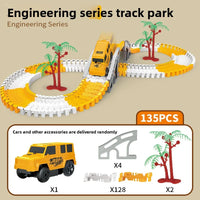 HKM-549203 Electric Track Car Set - Flexible DIY Assembly Track for Mini Trains and Cars, Unisex Educational Toy for Ages 5 and Up