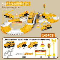 HKM-549203 Electric Track Car Set - Flexible DIY Assembly Track for Mini Trains and Cars, Unisex Educational Toy for Ages 5 and Up