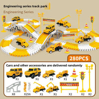 HKM-549203 Electric Track Car Set - Flexible DIY Assembly Track for Mini Trains and Cars, Unisex Educational Toy for Ages 5 and Up