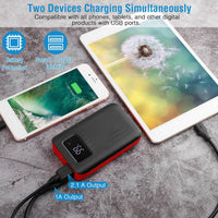 HKM-549331 Portable 10000mAh Power Bank with Dual USB Output, LCD Display, and Emergency Flashlight