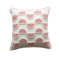 HKM-549395 Modern Polka Dot Pillow Cover with Tassels, 45cm, Pink Rainbow and Milky White Velvet