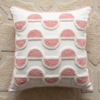 HKM-549395 Modern Polka Dot Pillow Cover with Tassels, 45cm, Pink Rainbow and Milky White Velvet