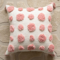 HKM-549395 Modern Polka Dot Pillow Cover with Tassels, 45cm, Pink Rainbow and Milky White Velvet
