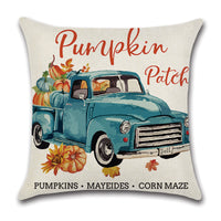 HKM-549651 Thanksgiving Pumpkin Cartoon Car Linen Pillowcase 45x45cm