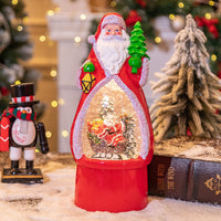 HKM-549715 Charming Christmas Snowman and Old Man Music Box with Ambience Light, Perfect for Desktop Decoration