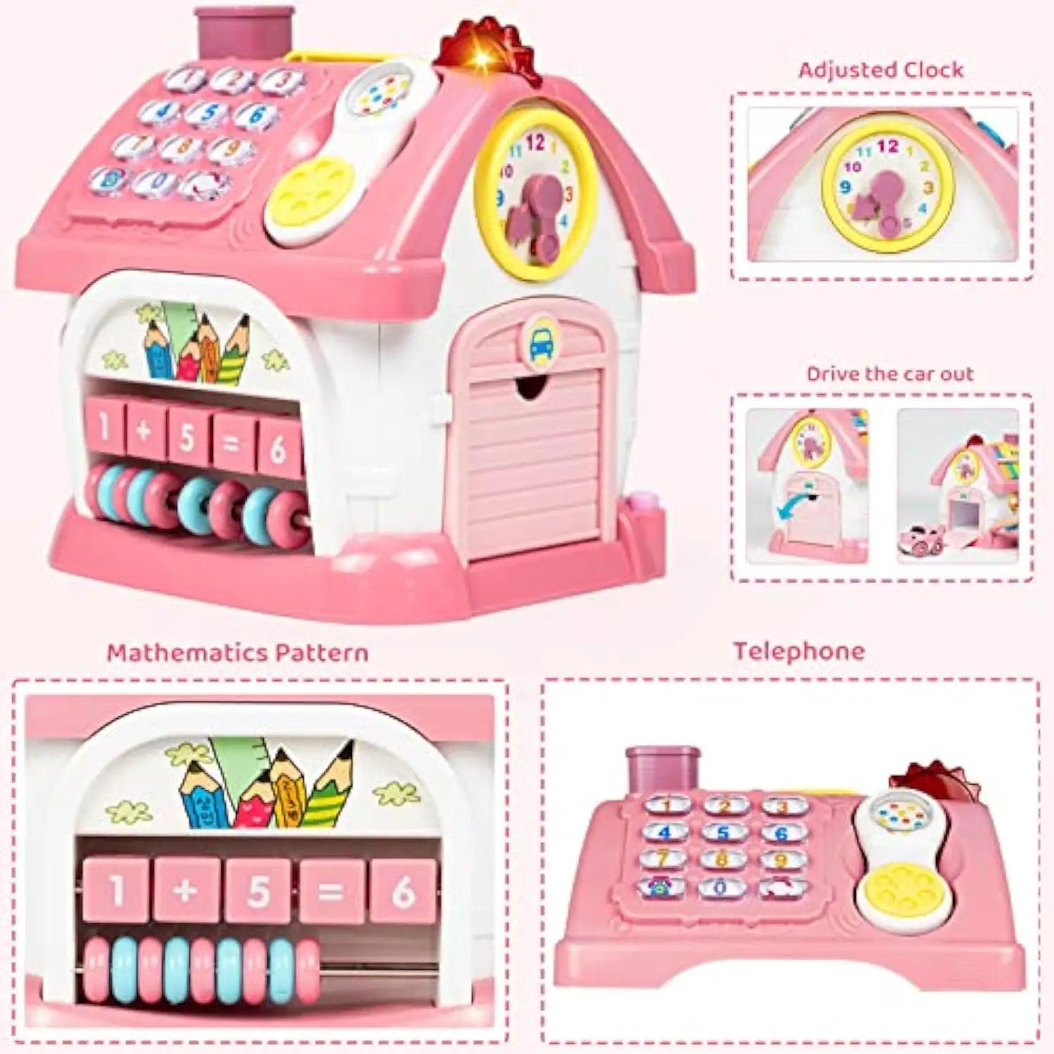 8-in-1 Learning House Montessori Activity Cube for Toddlers and Babies, Musical Educational Toy