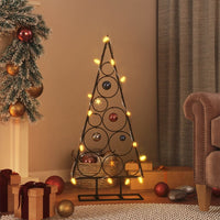 HKM-549907 Modern Black Metal Christmas Tree, 60 cm, Powder-Coated Steel, Decorative Stand Included