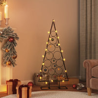 HKM-549907 Modern Black Metal Christmas Tree, 60 cm, Powder-Coated Steel, Decorative Stand Included