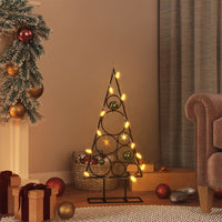 HKM-549907 Modern Black Metal Christmas Tree, 60 cm, Powder-Coated Steel, Decorative Stand Included