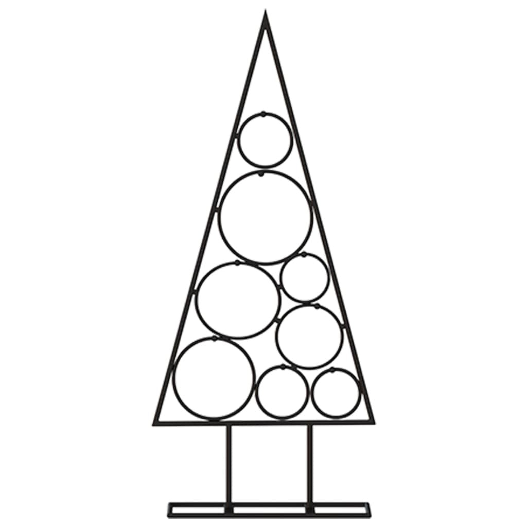 HKM-549907 Modern Black Metal Christmas Tree, 60 cm, Powder-Coated Steel, Decorative Stand Included