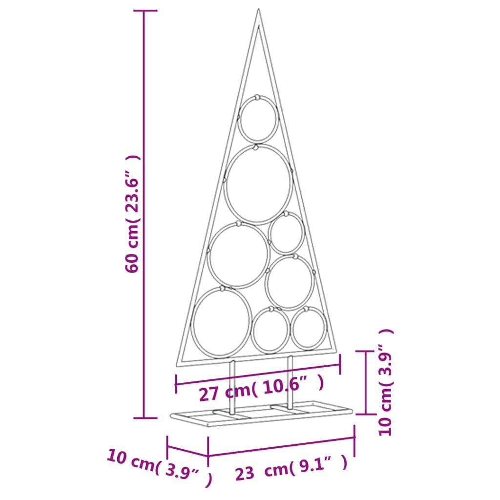 HKM-549907 Modern Black Metal Christmas Tree, 60 cm, Powder-Coated Steel, Decorative Stand Included