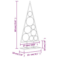 HKM-549907 Modern Black Metal Christmas Tree, 60 cm, Powder-Coated Steel, Decorative Stand Included