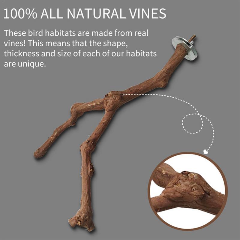 HKM-550035 Natural Grape Wood Bird Standing Stick for Parrots and Small Birds - 23-30cm Long