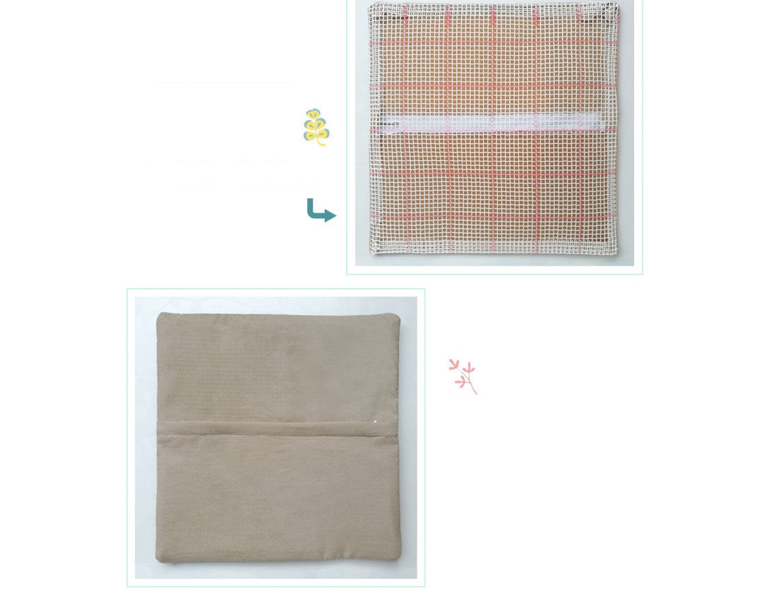 HKM-550227 DIY Cartoon Plush Pillow Kit - Panda Design, Embroidered Cushion Cover, 43x43cm Foam Pillow