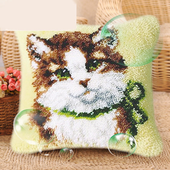 HKM-550227 DIY Cartoon Plush Pillow Kit - Panda Design, Embroidered Cushion Cover, 43x43cm Foam Pillow