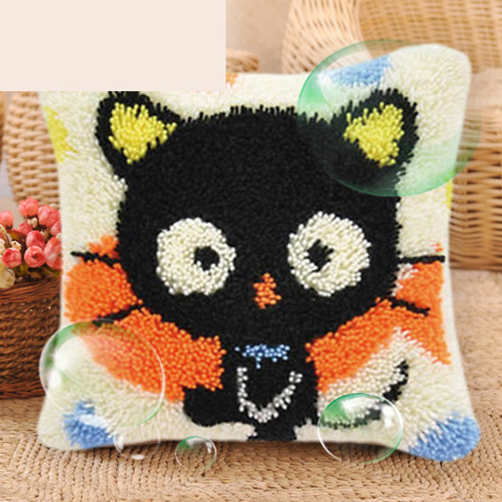 HKM-550227 DIY Cartoon Plush Pillow Kit - Panda Design, Embroidered Cushion Cover, 43x43cm Foam Pillow