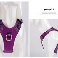 HKM-550291 Waterproof Reflective Super Fiber Dog Chest Strap in Army Green, Black, and Purple - Multiple Sizes Available