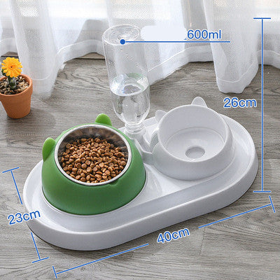 HKM-550611 Double Stainless Steel Cat and Dog Bowl - Durable Pet Food Dish for All Breeds