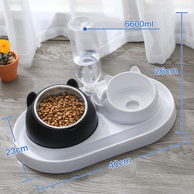 HKM-550611 Double Stainless Steel Cat and Dog Bowl - Durable Pet Food Dish for All Breeds