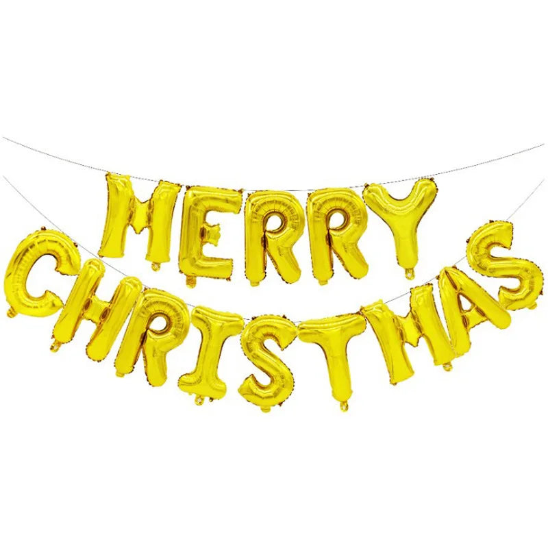 HKM-550675 Merry Christmas Alphabet Foil Balloon Set - Feliz Navidad Decorative Balloons for Holiday Celebrations