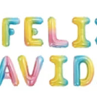 HKM-550675 Merry Christmas Alphabet Foil Balloon Set - Feliz Navidad Decorative Balloons for Holiday Celebrations