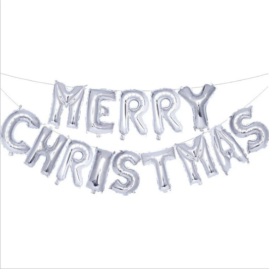 HKM-550675 Merry Christmas Alphabet Foil Balloon Set - Feliz Navidad Decorative Balloons for Holiday Celebrations