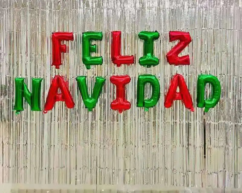 HKM-550675 Merry Christmas Alphabet Foil Balloon Set - Feliz Navidad Decorative Balloons for Holiday Celebrations