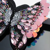 HKM-550931 Butterfly Cloth Stickers with Diamond Beads for DIY Clothing Decoration