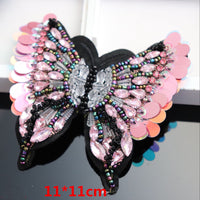 HKM-550931 Butterfly Cloth Stickers with Diamond Beads for DIY Clothing Decoration