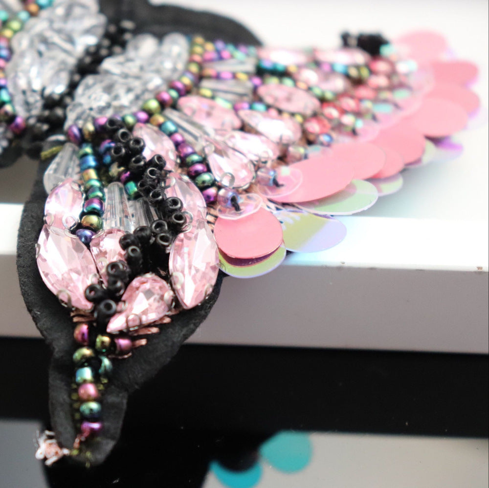 HKM-550931 Butterfly Cloth Stickers with Diamond Beads for DIY Clothing Decoration