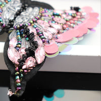 HKM-550931 Butterfly Cloth Stickers with Diamond Beads for DIY Clothing Decoration