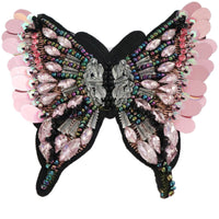 HKM-550931 Butterfly Cloth Stickers with Diamond Beads for DIY Clothing Decoration