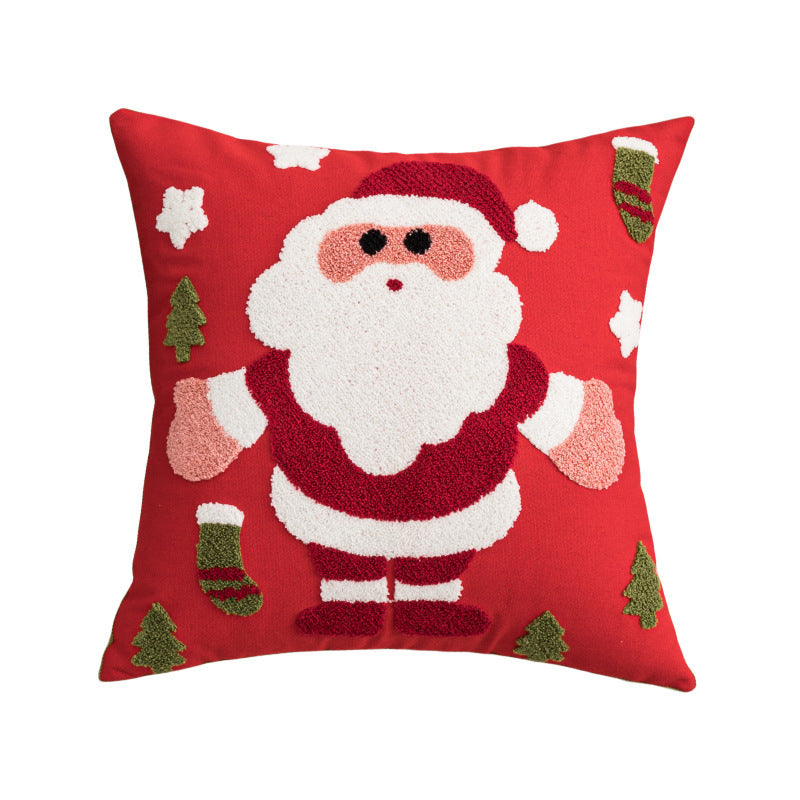 HKM-551059 Festival-Themed Embroidered Red Pillowcase - 45x45cm Decorative Cushion Cover