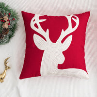 HKM-551059 Festival-Themed Embroidered Red Pillowcase - 45x45cm Decorative Cushion Cover