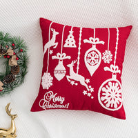 HKM-551059 Festival-Themed Embroidered Red Pillowcase - 45x45cm Decorative Cushion Cover